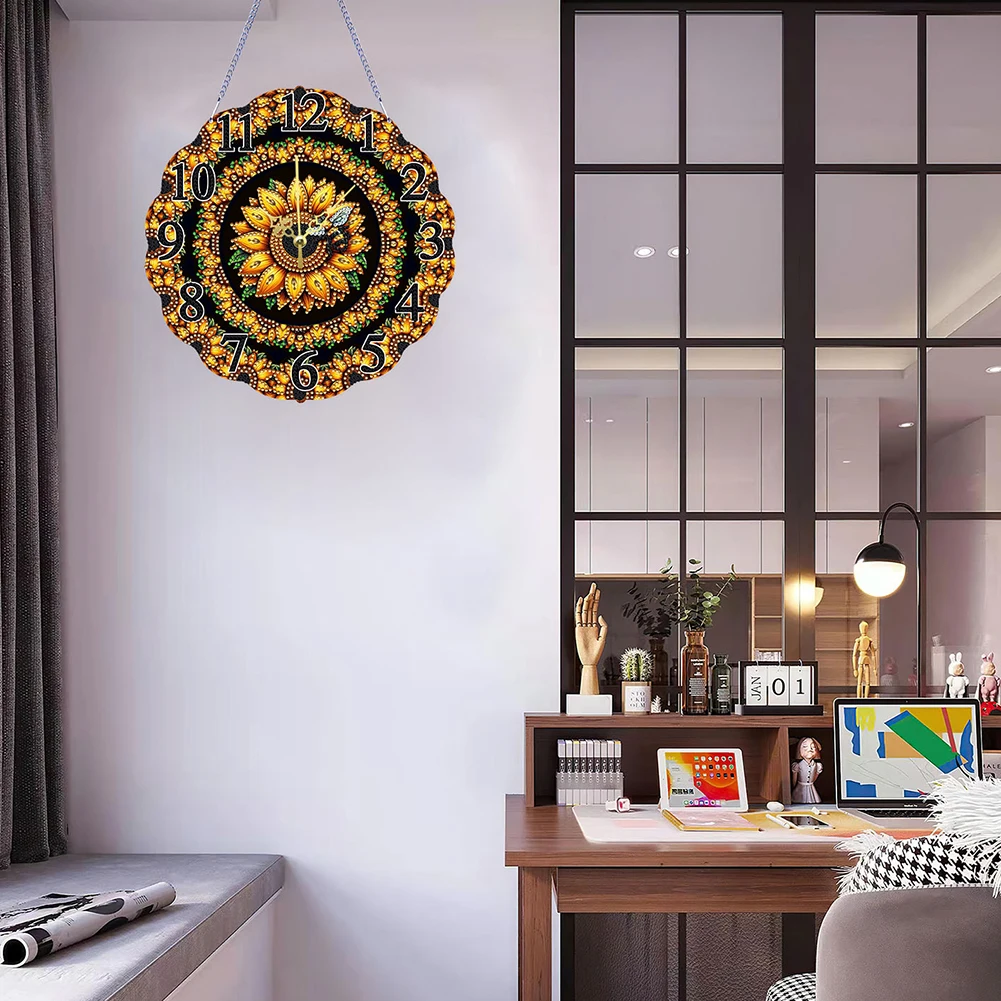 Resin Diamond Painting Clock Ornament Classic Style Home Decor Art Craft Unique Shaped Diamonds for Gift and Decoration - view 3