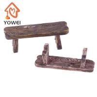 2pcs Mini Wooden Chair Stool Fairy Garden Miniatures Decor Couple Bench Action Figurine DIY Doll Houses Accesories