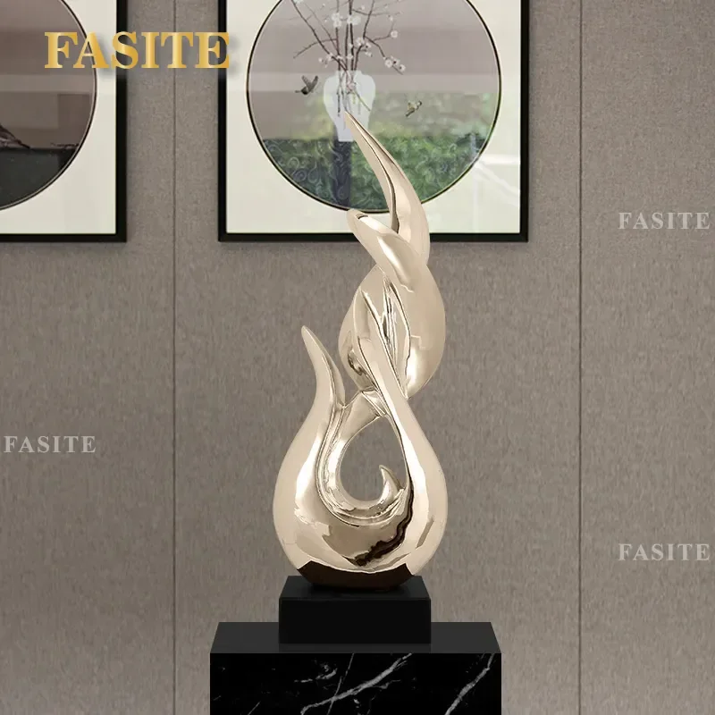 For Hotel Model Room Living Room Entrance Abstract Electroplated Resin Ornament High Grade Personalized Home Soft Decoration