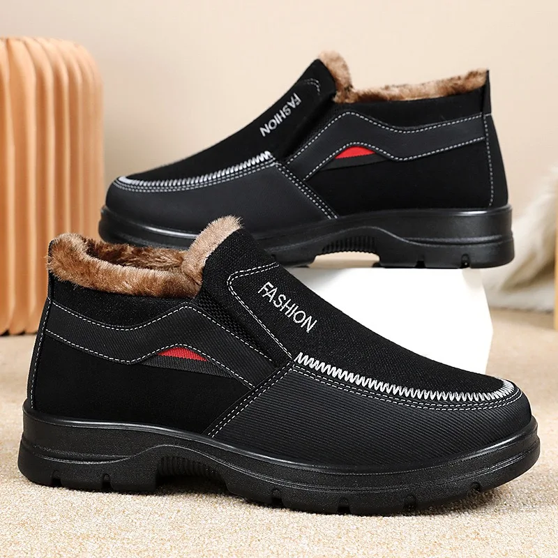 

Winter Cotton Boots For Men Warm Fur Soft Male Platform Snow Boots Man Ankle Boot Winter Men's Sneakers Plus Casual Shoes