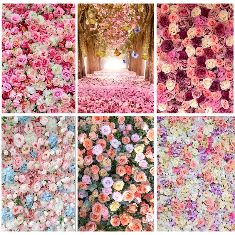 

Romantic Rose Wall Decoration Wedding Stage Photography Backdrops Valentine's Day Flower Backgrounds Birthday Photo Studio Props