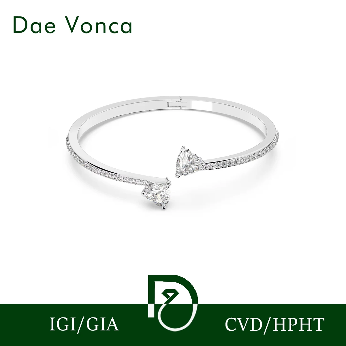 

Custom Luxury Heart Cut Diamond Bracelets 18k Solid Gold Fashion Lab Grown Bracelet Engagement Women Jewelry Gift