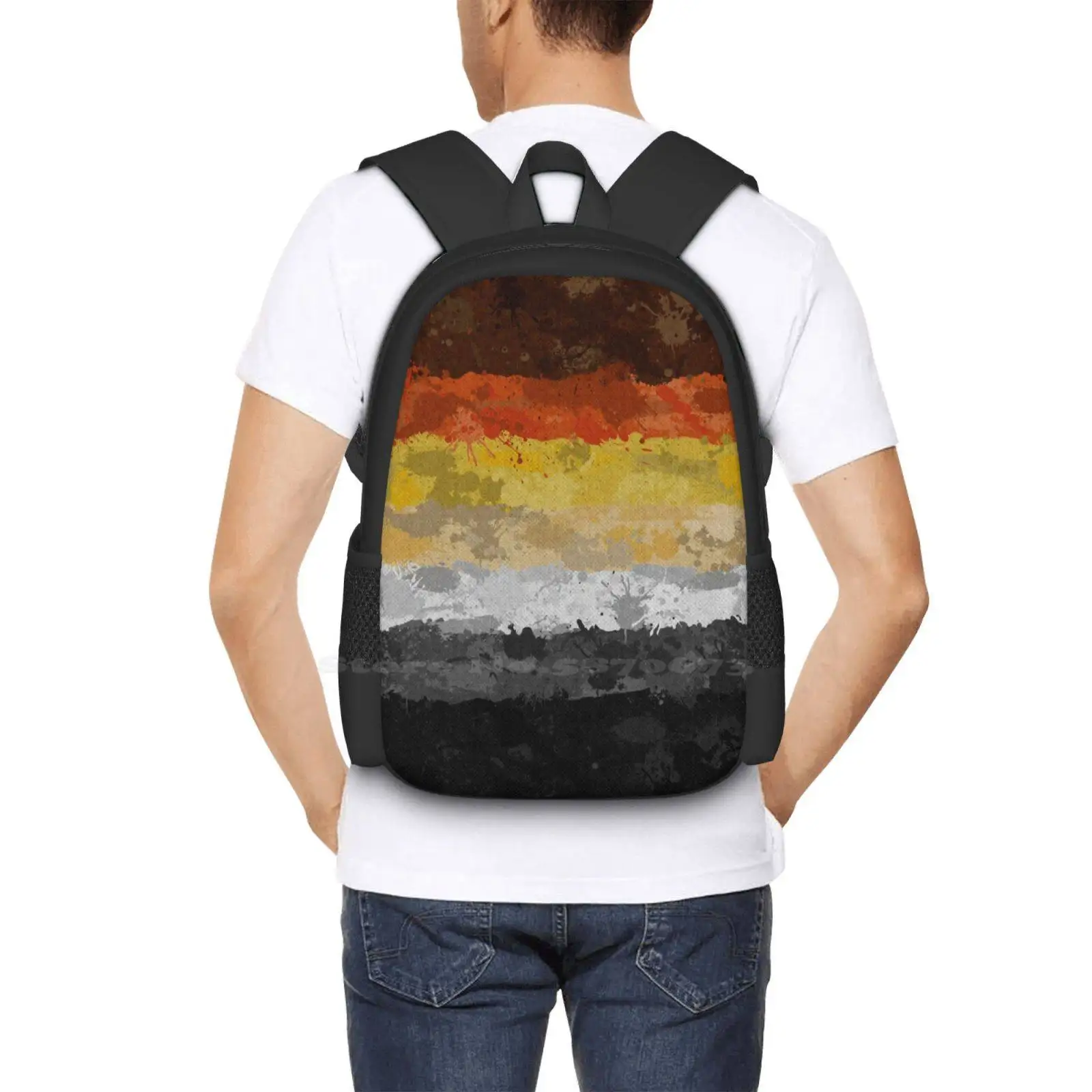 Bear Paint Splatter Flag Fashion Pattern Design Travel Laptop School zaino Bag Splatter Gay Bear Bear Pride Gay Pride Bear