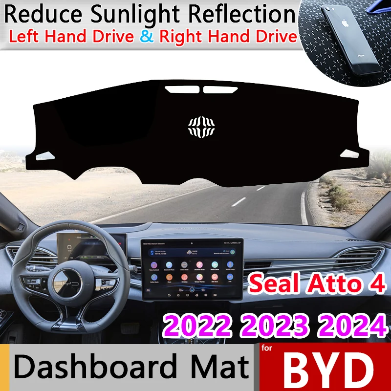 Car Dashboard Cover Mat for BYD Seal Atto 4 2022 2023 2024 Part Anti-Slip Carpet Sunshade Pad Liner Dashmat Custom Accessories