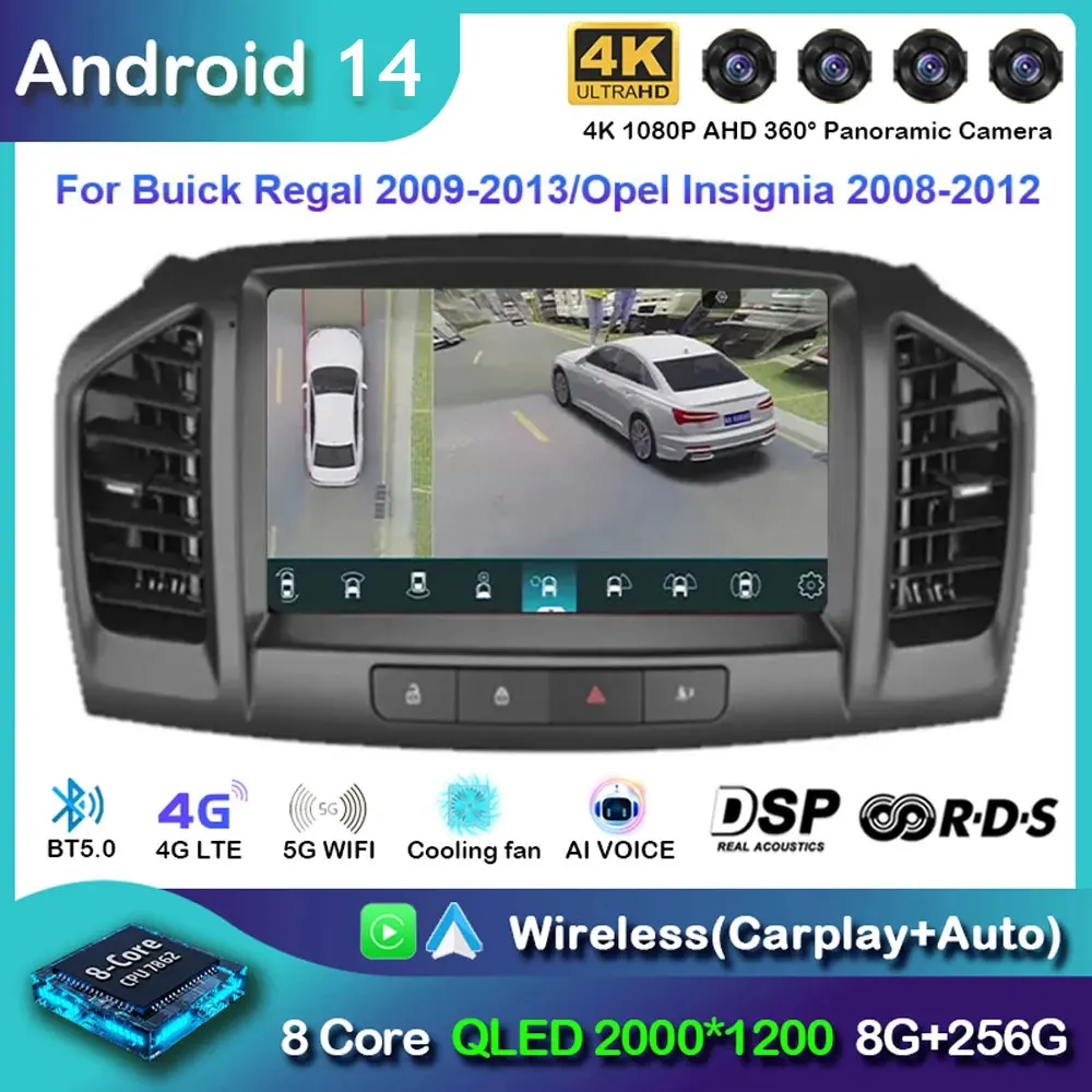 

Android 14 Car Radio Multimidia Video Player For Buick Regal 2009-2013/Opel Insignia 2008-2012 GPS Carplay Auto Stereo