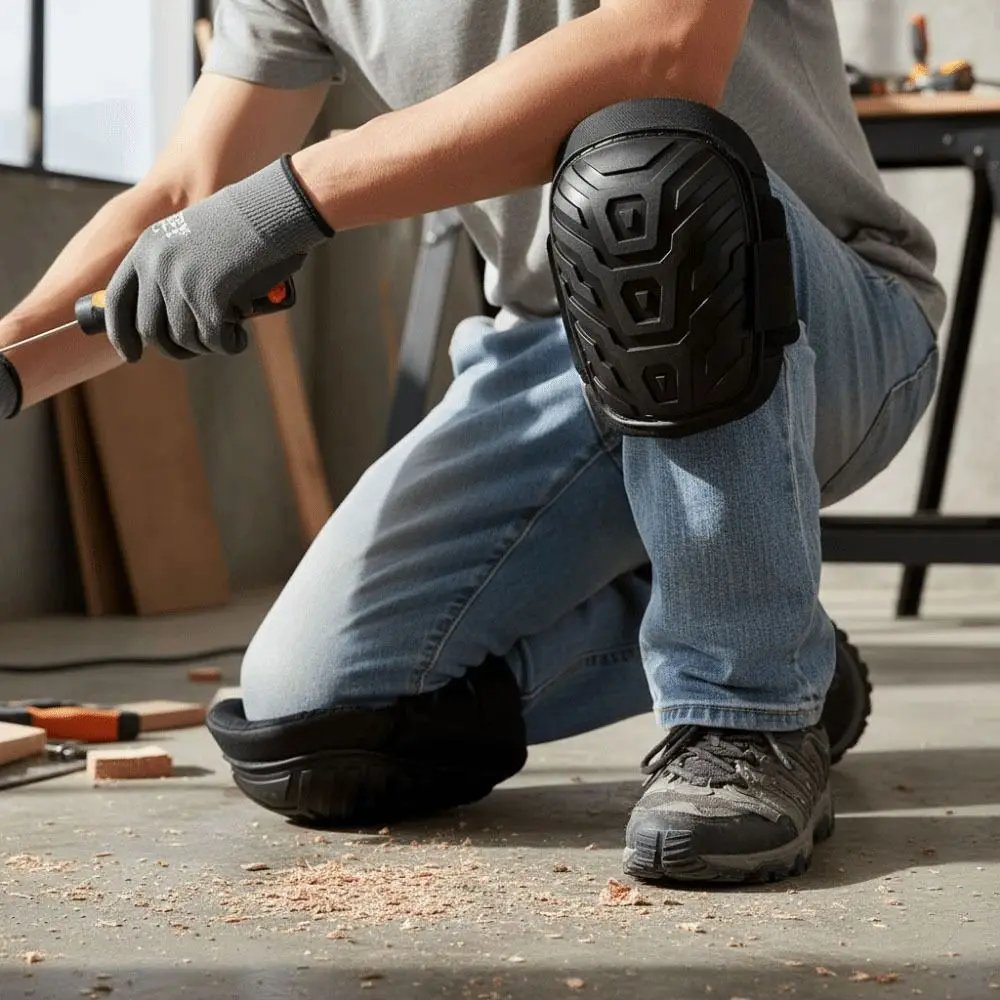 

Double Strap Design Sports Knee Pad Heavy Duty Comfortable Knee Protection Pad Waterproof Anti-Slip Labor Protective Gear