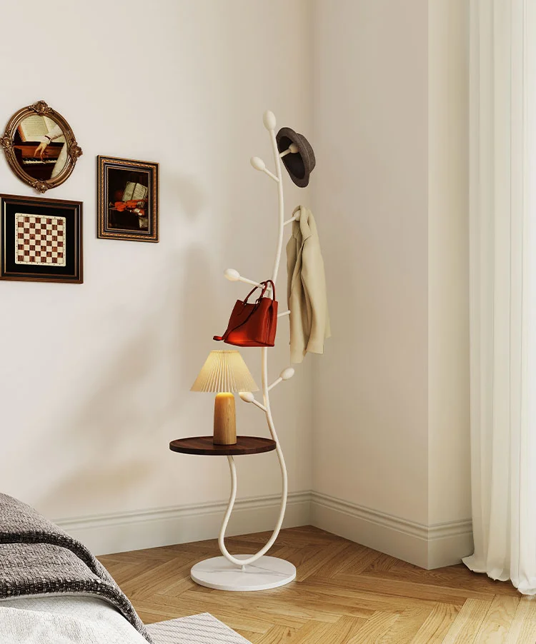 

Nordic Modern Minimalist Coat Rack Bedroom and Household Cream Style Mid-Ancient French Floor Clothes Rack