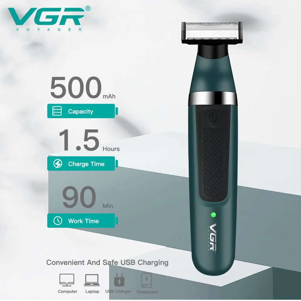 Original VGR 2in1 Wet Dry Hair Trimmer For Men Women Face + Body Beard Trimer Bikini Electric Shaver Rechargeable pubic Groomer