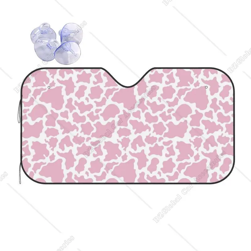 Pink Cow Print Car Windshield Sun Shade Auto Sunshade for Car Truck SUV-Blocks Uv Rays Sun Visor Protector 55 X 29.9 Inch