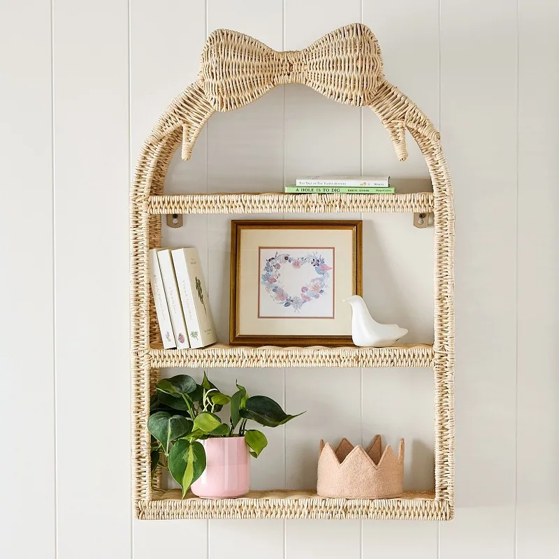 Rattan storage basket, shelf practical pendant, woven decoration