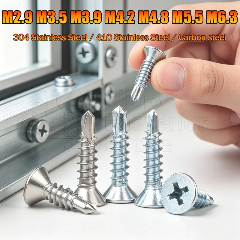 M2.9 M3.5 M3.9 M4.2 M4.8 M5.5 M6.3 Flat Head Phillips Countersunk Insert Drilling Screws Self Tapping Screws for Sheet Metal