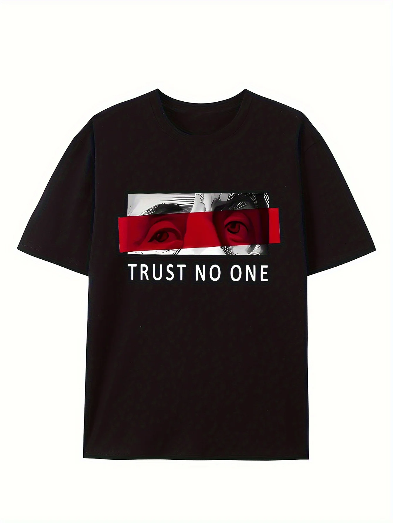 Men's Cotton T-shirt - RUST NO ONE Pattern Design, Black Casual Short Sleeved Summer T-shirt Large Size T Shirt