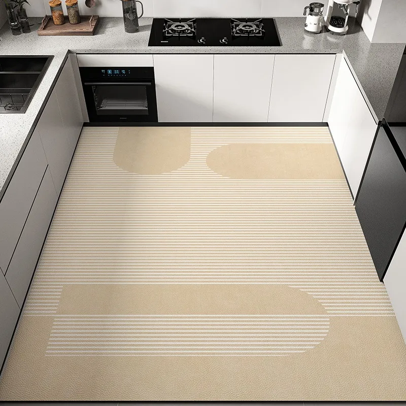 Kitchen Carpet Waterproof and Oil-proof Wash-free Floor Mat Can Be Cut To Large Size Rug PVC Leather Home Decoration Foot Mat