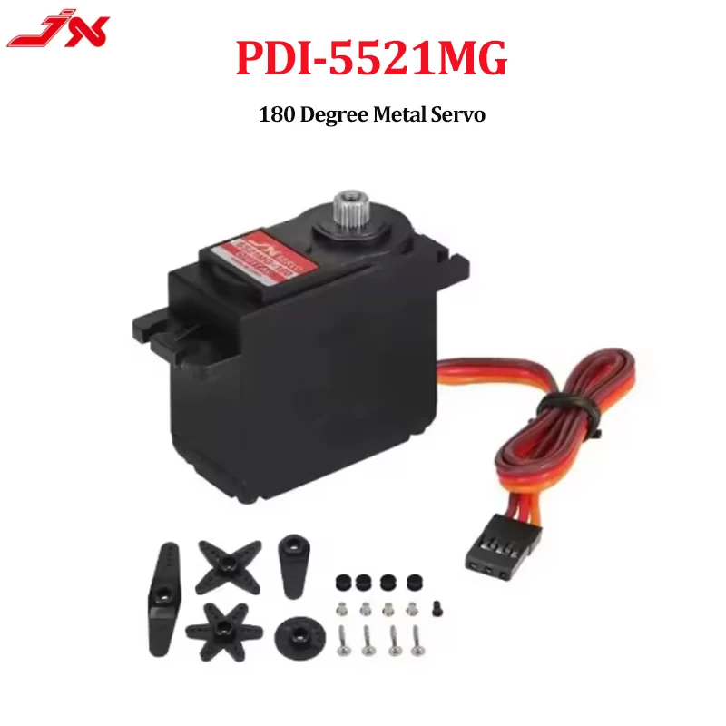 JX Servo PDI-5521MG 180 محرك سيرفو رقمي عالي التحمل 55 كجم 180 °   المدى 0.15 ثانية/60 °   سرعة مقاومة للماء للصمامات الصناعية