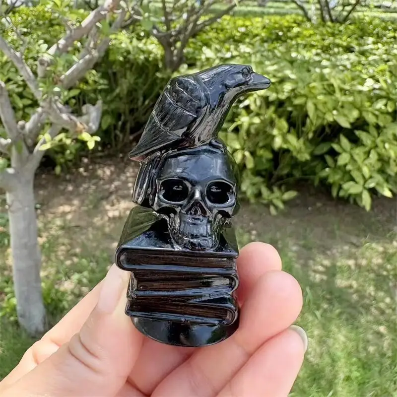 

Натуральный черный обсидиан ворона резьба животное мода целебный энергетический камень украшение дома DIY Рождественский подарок 1 шт.