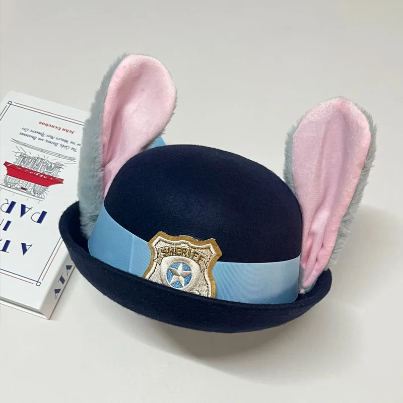 Nieuwe Disney Zootopia 2 Judy buigbare sheriffhoed met konijnenoor |   Film Cos-accessoire |   Kerstmis/Anime konijn politie hoofddeksels