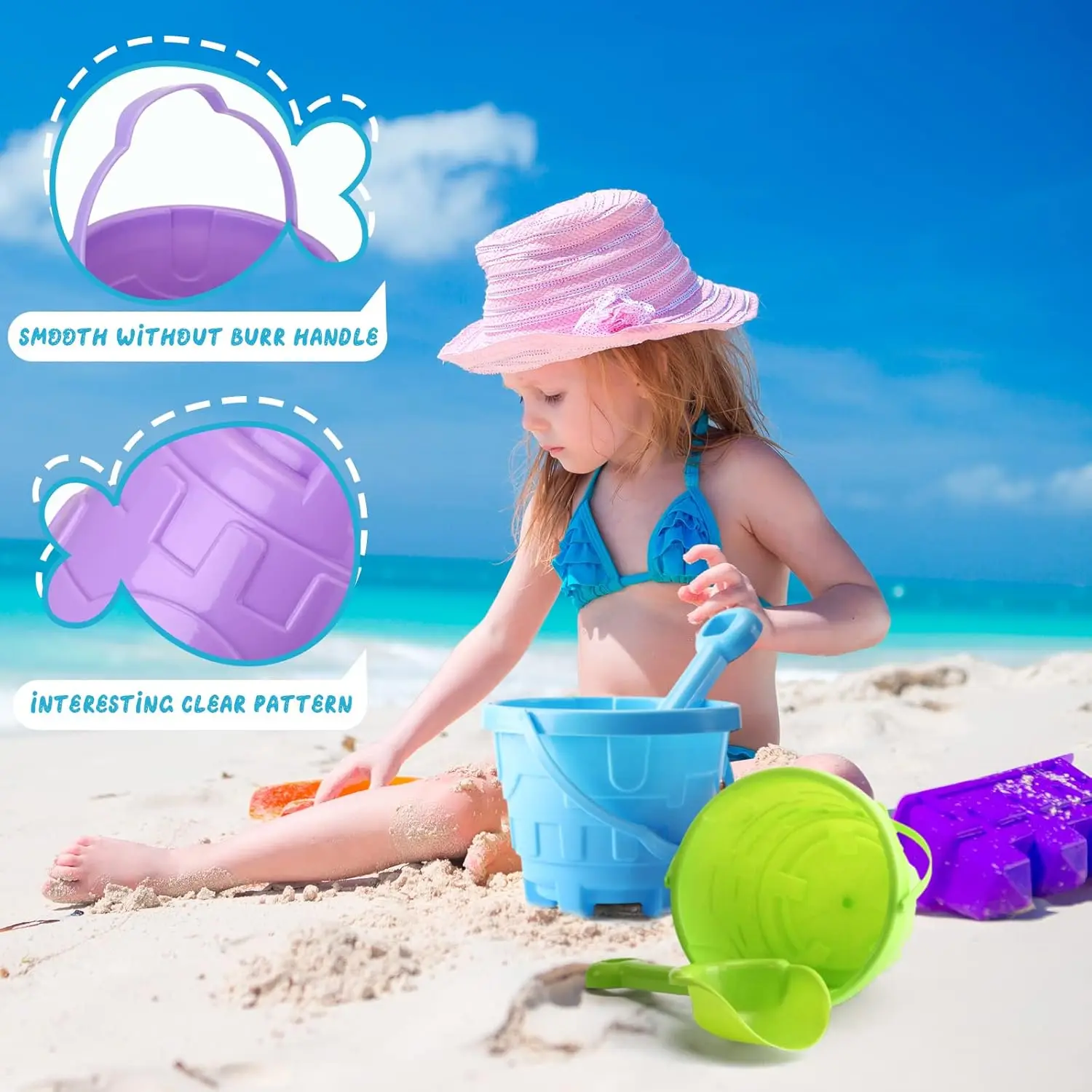 60 Pcs Sand Buckets Bulk for Kids Easter Sand Buckets and Shovels for Kids 5.5 Inch Plastic Beach Pails Toys for Girls Boys Gift