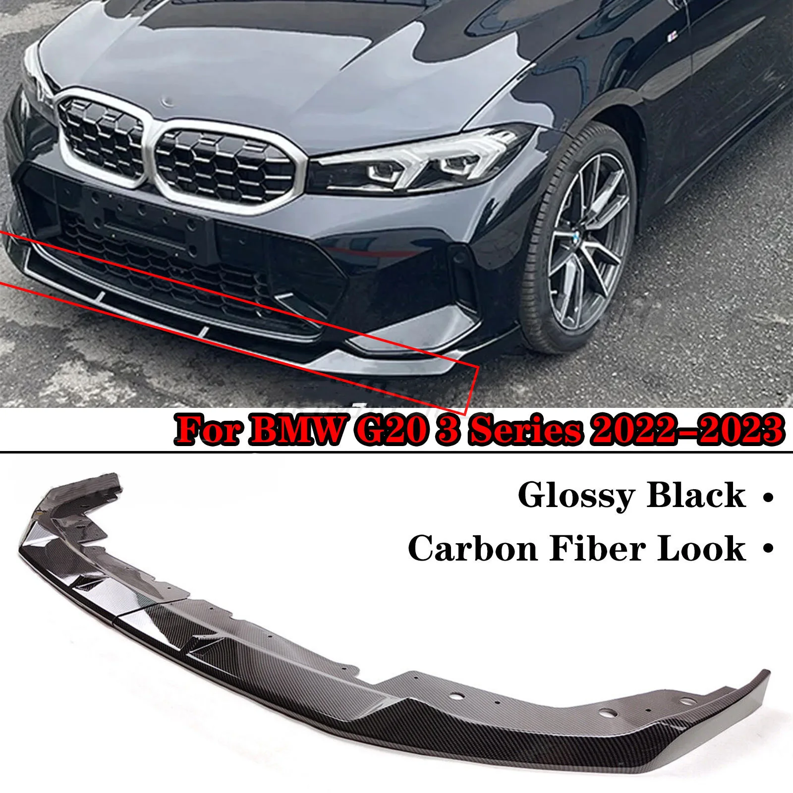 Сплиттер-диффузор переднего бампера FD Style для BMW G20 G21 320i 330d 330i 330e M340i M Sport 2022-2025, тюнинг для рестайлинга