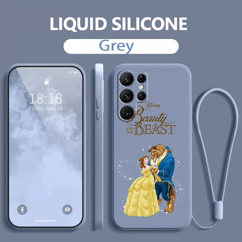 

Beauty The Beast Cartoon Liquid Rope For Samsung Galaxy S24 S23 S22 S21 S20 FE S10 Ultra Plus Lite 5G Cover Back Phone Case