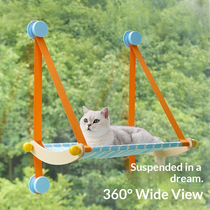 Cat Hammock Suction Cup Window Bed with Open Resting Surface for Stretching Relaxing and Outdoor Viewing