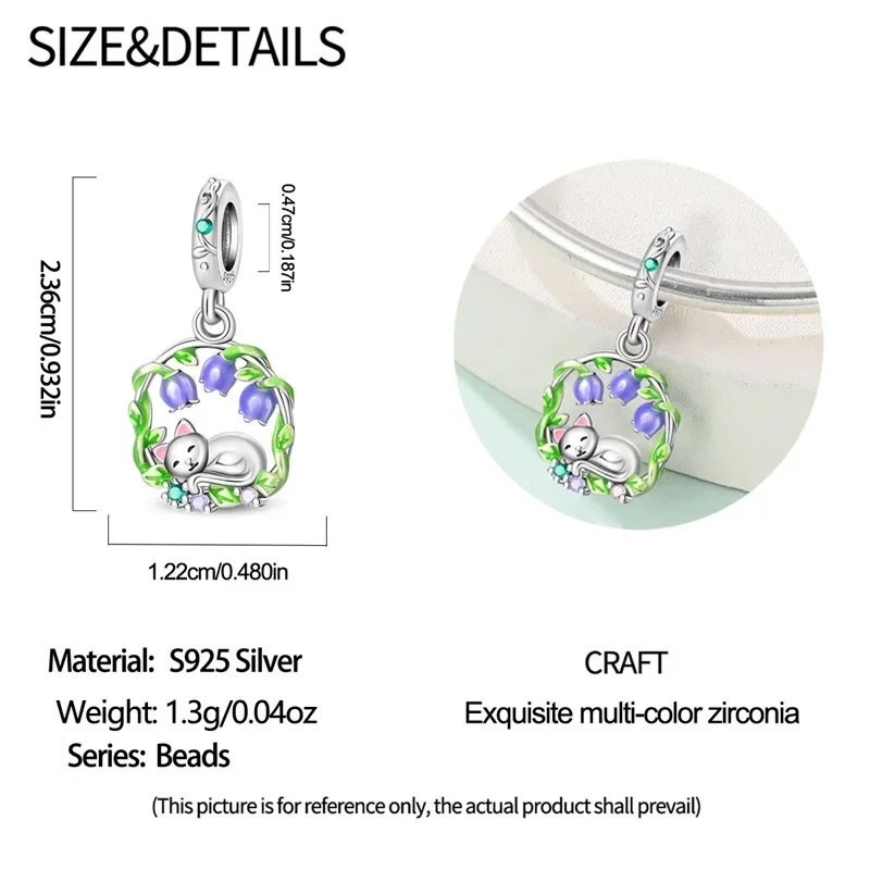 新オリジナル 925 スターリングシルバー動物シリーズチャーム黒翼猫釣りペンダントビーズフィットブレスレット DIY ジュエリーマーキング