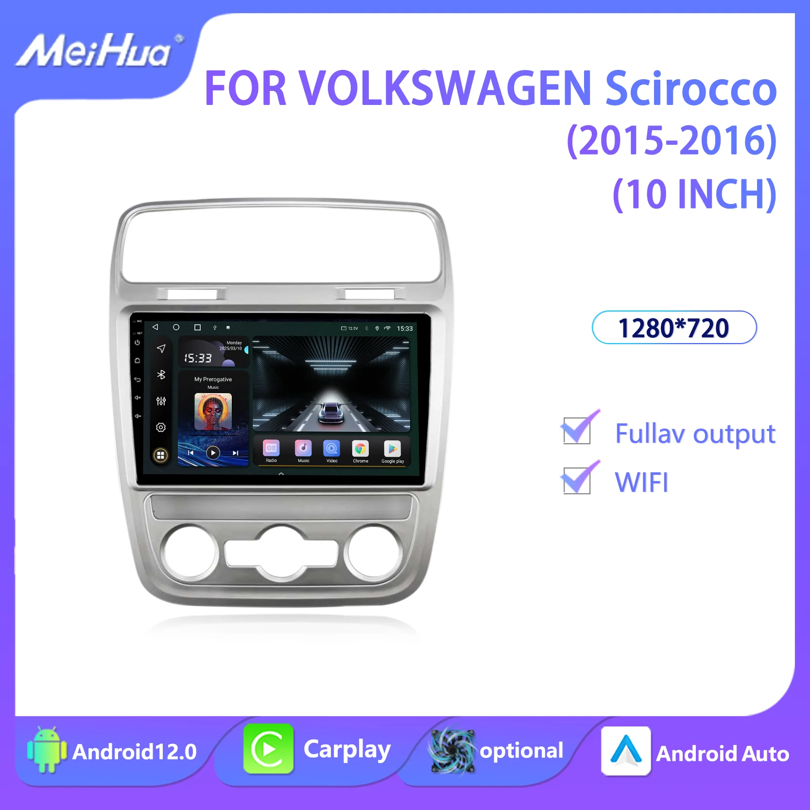 Meihua High Quality 10INCH Android GPS Stereo Car Dashboard Decoration DVD Radio Frame Interior Accessories Kit For VW Scirocco