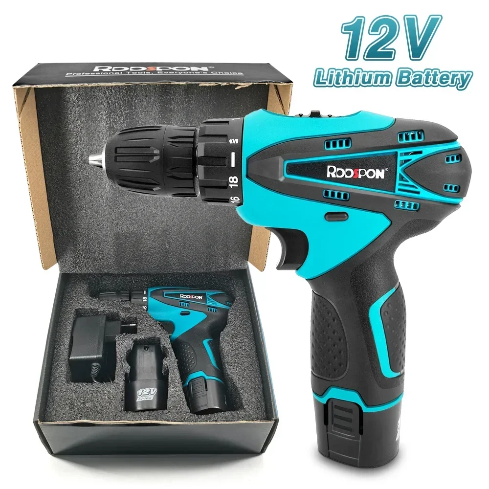 

RDDSPON 12V brushed drill 10mm brushed motor 25N/M mini power tool rechargeable lithium-ion battery portable household drill