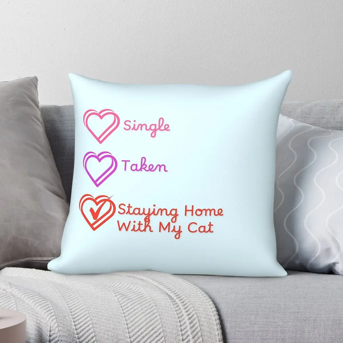 Staying Home With My Cat Pillowcase Polyester Linen Velvet Creative Zip Decor Pillow Case Room Cushion Cover