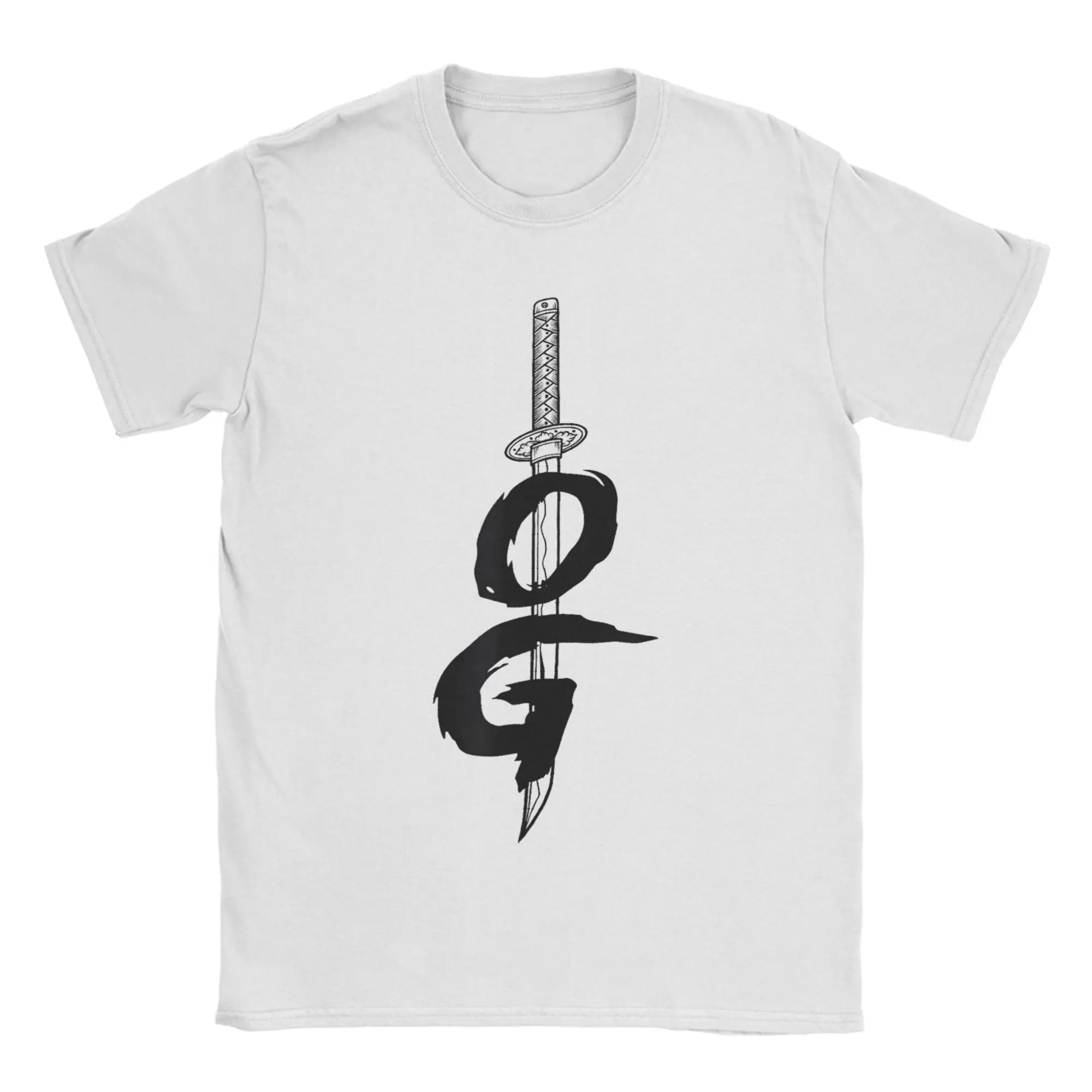 OG السيف جريئة فرشاة سوداء نمط تي شيرت الرجال القطن الفكاهة تي شيرت Crewneck تي شيرت ملابس قصيرة الأكمام الرسم