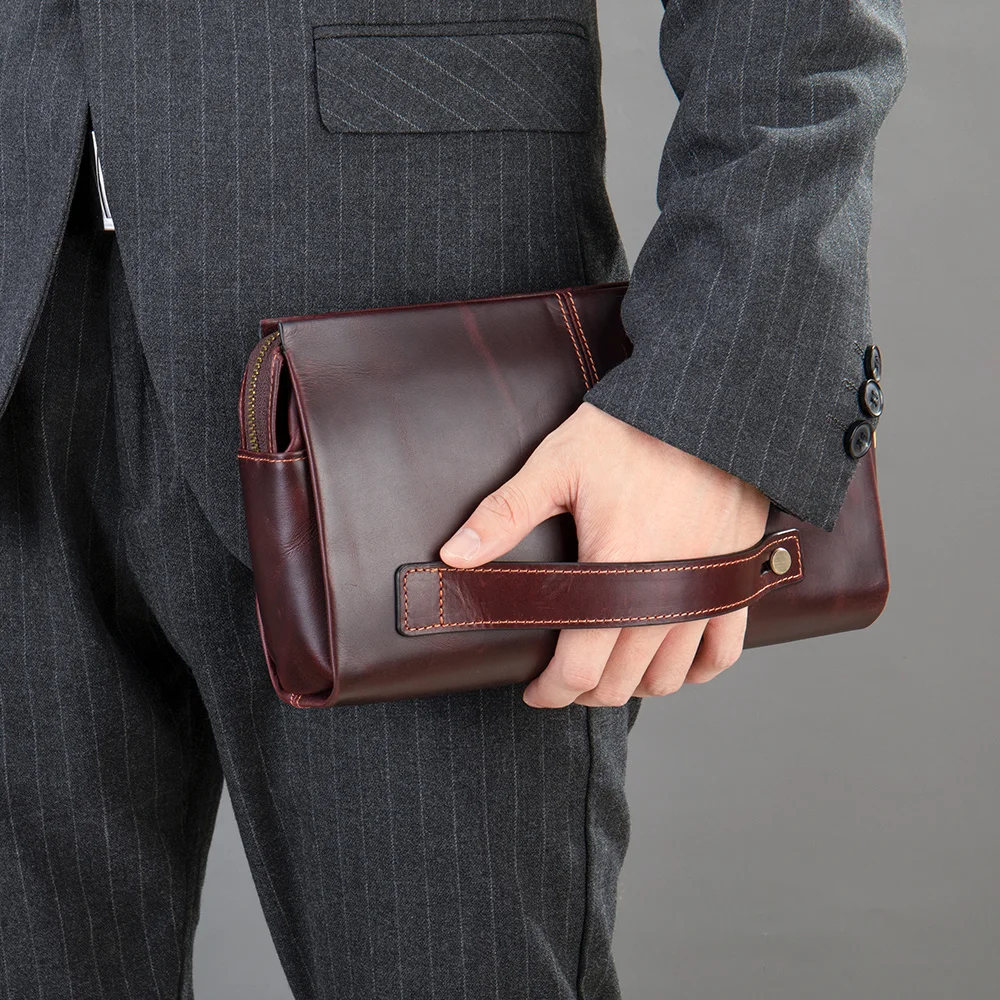 Portefeuille long antivol en cuir véritable pour hommes, sac à main à serrure masculine, pochette, sac à main d'affaires, marque de mode, 2022, 3013