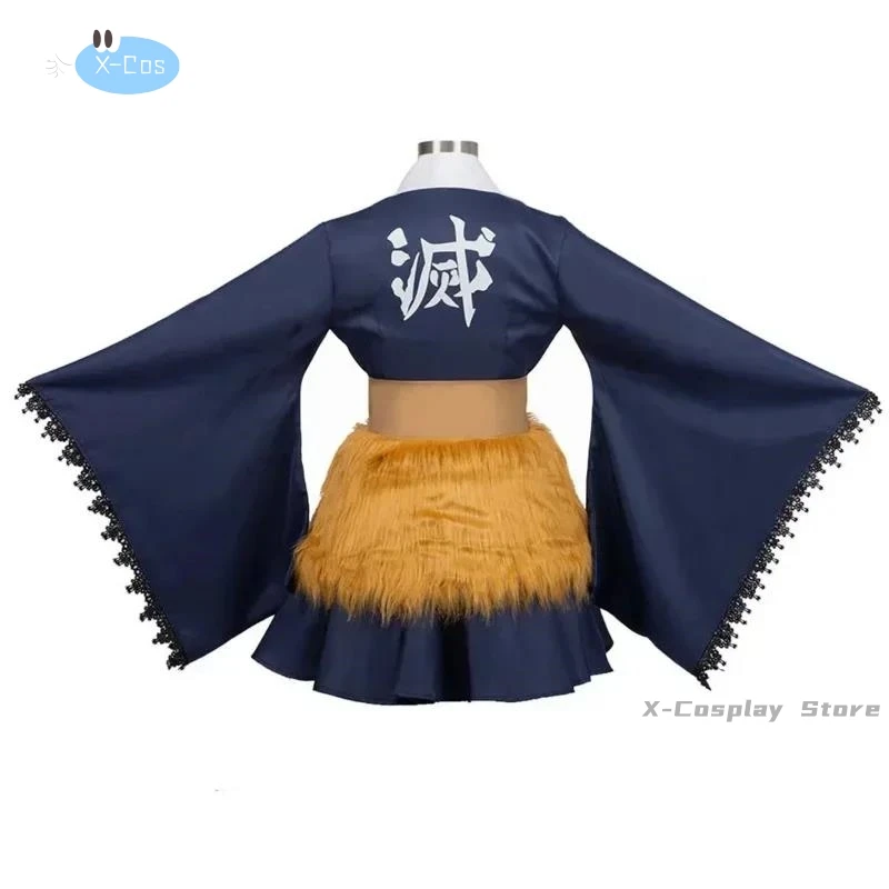 Demon Slayer Cosplay Hashibira Inosuke kostium Halloween Anime fantazyjne dziewczyny najlepsze spódnice sukienka ubrania peruka zestaw masek strój