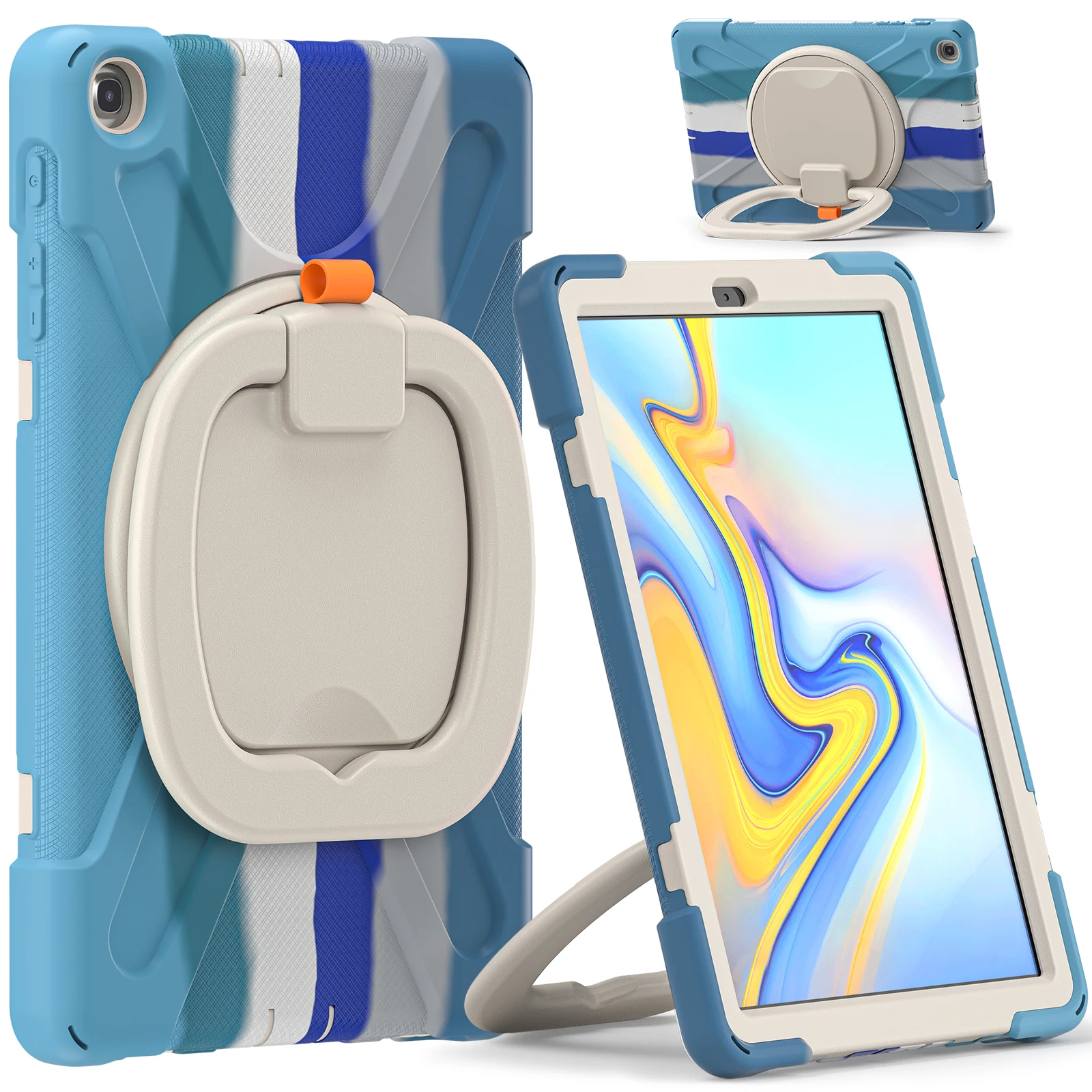 Stand Hybrid Case For Samsung Galaxy Tab A 10.1 2019 SM-T510 SM-T515 360 Rotatable Armor Cover With Hand & Strap Shoulder Strap