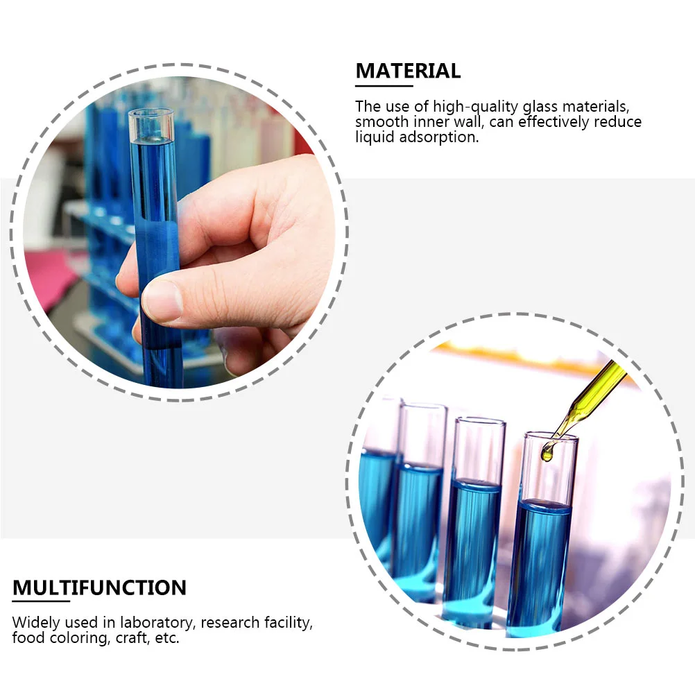 10 Uds. Accesorios de laboratorio para tubos de ensayo, Kit de tubos de vidrio, contenedor de almacenamiento de muestras, contenedores de viaje