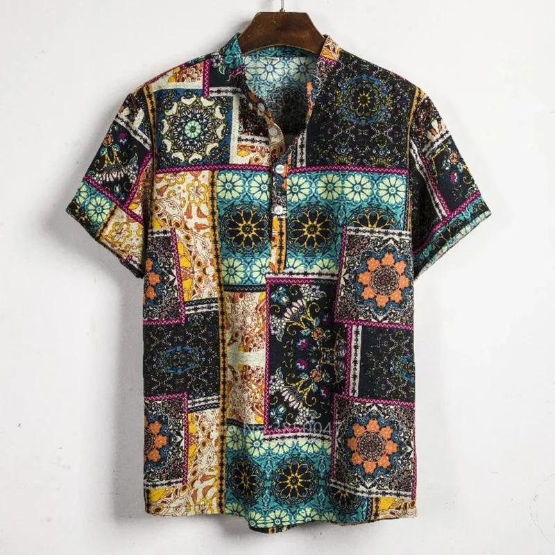 African dashiki print dress shirt men male fashion casual streetwear ethnic club sexy short sleeve linen summer top shirt clothe