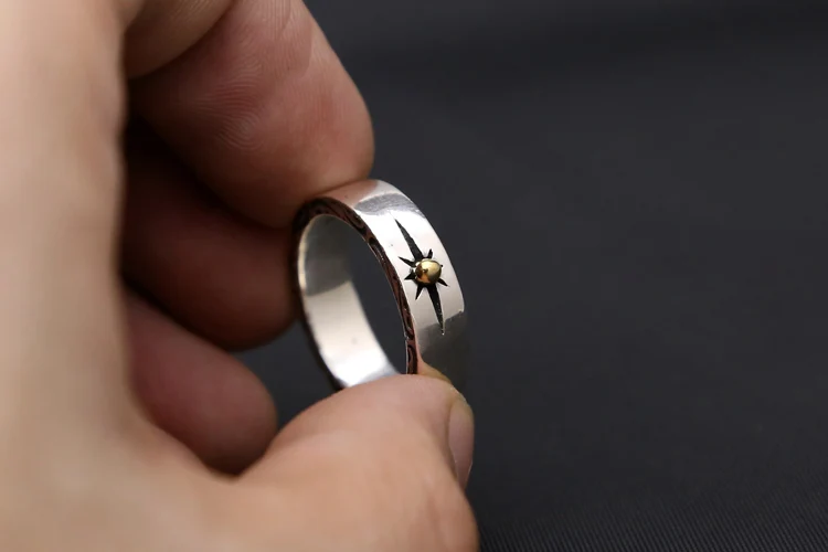 S925 pure silver retro personalized sun ray ring, Thai silver men's and women's ring, trendy food ring view 5