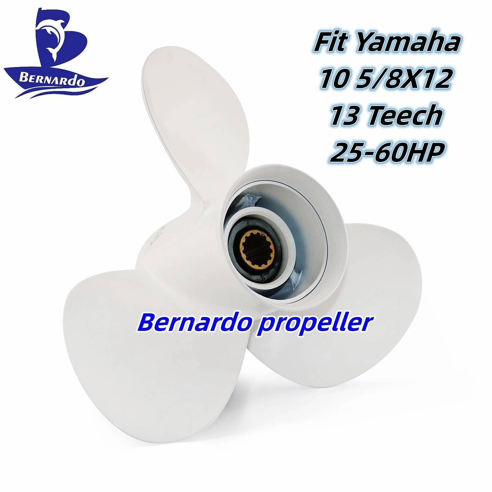 Bernardo Boat Propeller 10 5/8X12 Fit Yamaha Outboard Engines 25 30 40 48 50 55 60 HP Aluminum Screw 3 Blades 13 Tooth Spline