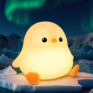 Penguin Night Light, Cute Animal Themed Gifts Decorate Kids' Bedroom with Silicone Toy Nightlights, Christmas