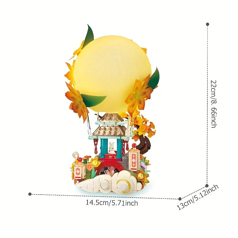 SEMBO 490 قطعة كشك القمر العمارة نموذج تجميع اللبنات ديكور المنزل مع ضوء سطح المكتب الحلي اللعب هدايا العيد