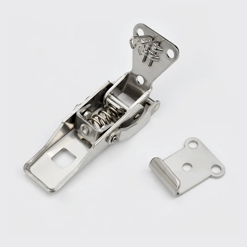 Stainless Steel Buckle Snap Hasp Cabinet Luggage Closure Spring Loaded Toggle Tie DIY Metal Buckles Lock Fasteners Tools