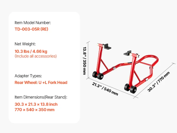 SucceBuy Motorcycle Stand Lift 850lbs Voor Achter Combo Stand Lift Voorwiel Dual-Vork Stand Achter U + L Vork Achterbrug Spool Stand