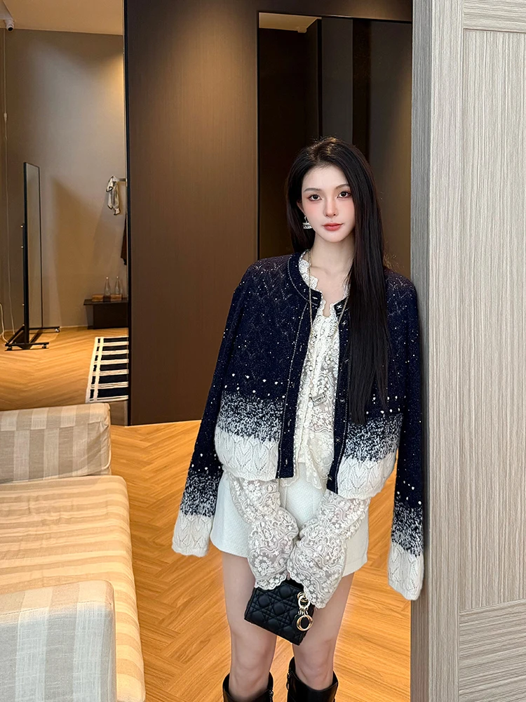 

Женский шерстяной кардиган-свитер с круглым вырезом, вязаный, повседневный, удобный, с длинными рукавами, теплый, осенний