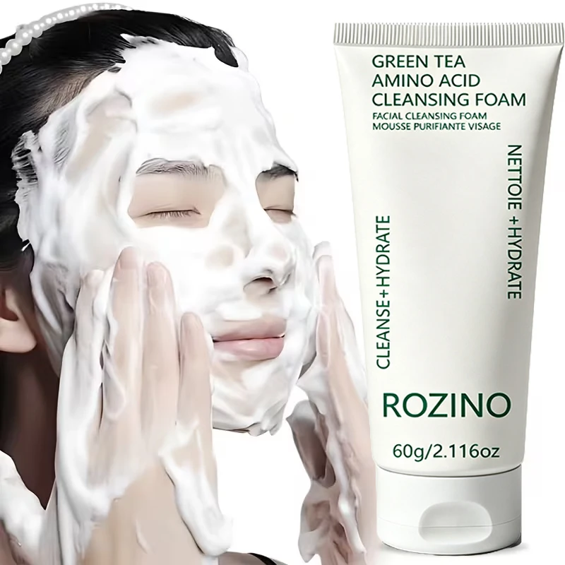 60g Green Tea Amino Acid Cleansing Milk, Facial Cleansing Foam, Facial Purifying Mousse, Cleansing + Moisturizing, Deep Cleansing of Oil and Dirt, Gentle Cleansing, Brightens Skin, Makes Skin Smoother and More Delicate, Removes Stubborn Makeup, Suitable for Both Men and Women