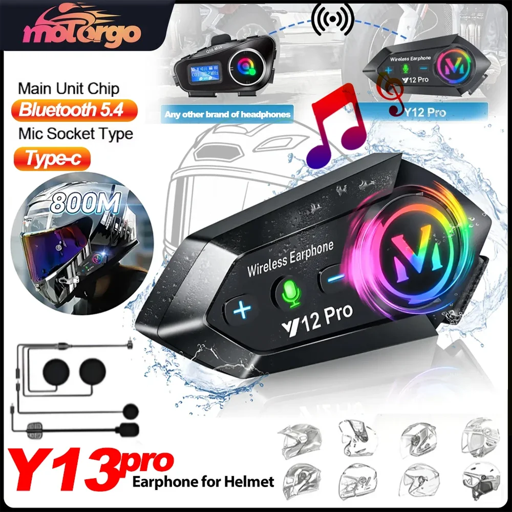 Universal Pair Motorcycle Helmet Intercom Dual-Core 5.4 Chip 500M Distance IPX6 Waterproof Music Sharing Headphone 2 in 1 Mic