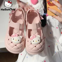 Sanrio Hello Kitty Kawaii spersonalizowane sandały damskie letnie kreskówki Anime płaskie buty Trend w modzie Y2k dziewczyna kapcie antypoślizgowe