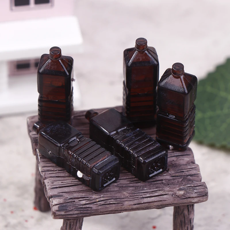 5Pcs Dollhouse Miniature Brown Mineral Water Bottles Drink Bottle Doll Kitchen Accessories Mini Accessories Props Decorative Toy