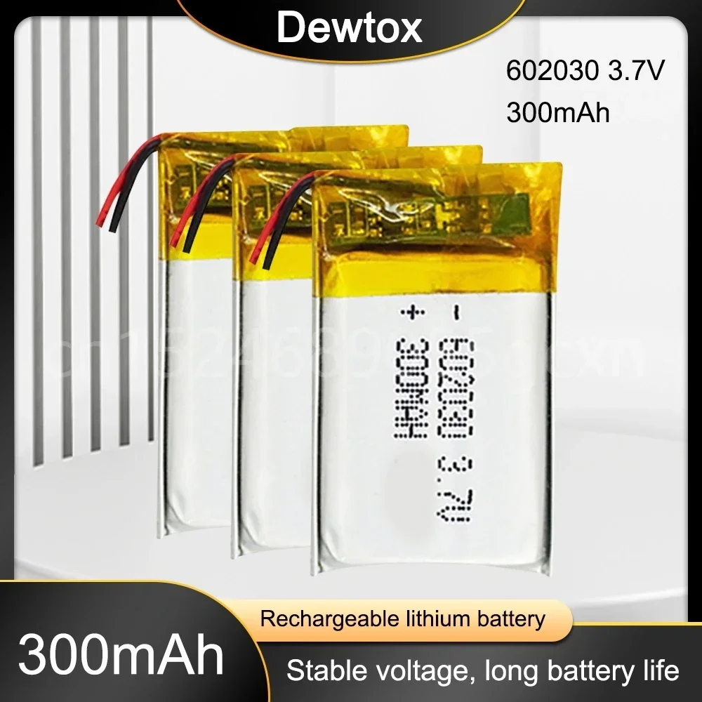 300mAh 3.7V 602030 Lithium Polymer Rechargeable Battery for Bluetooth Speaker MP3 MP4 Smart Watch Wireless Card Selfie Stick