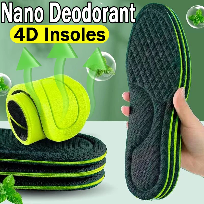 

1-2pairs Nano Sweat-Absorbing Insoles Women Men Soft Memory Foam Shoe Sole Insert Paddings Orthopedic Sports Cushion Unisex
