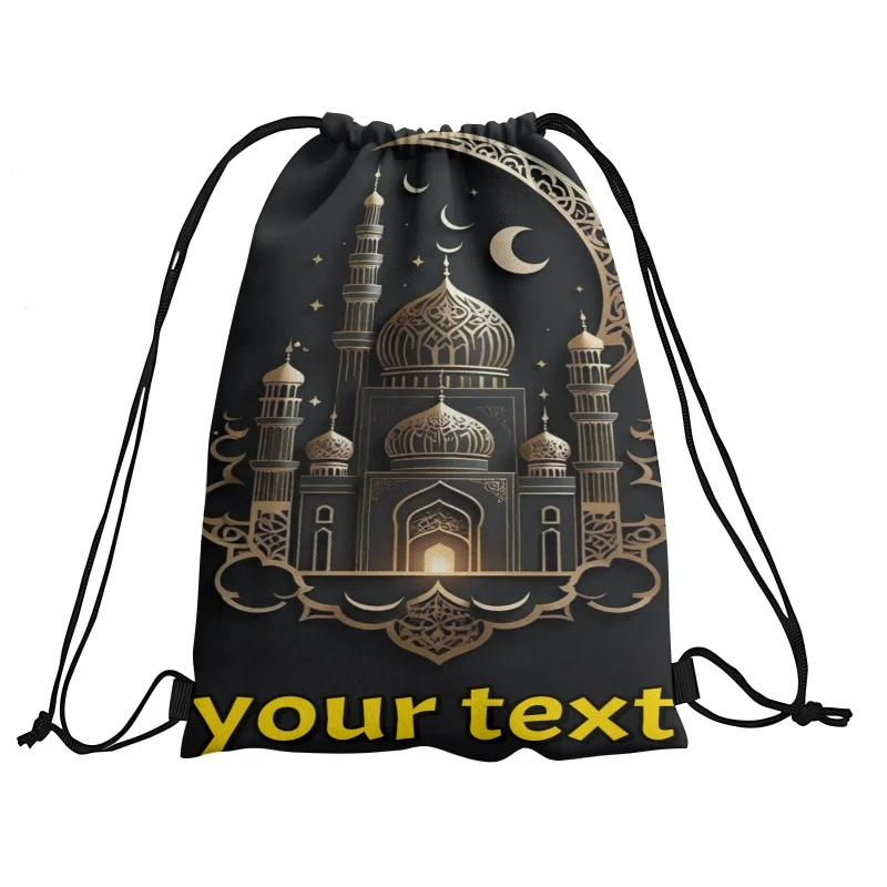 Personalized Drawstring Backpack with 3 Size Choices - Custom Print Gym Bag, Lightweight Sports Sack for Ramadan,School,Shopping