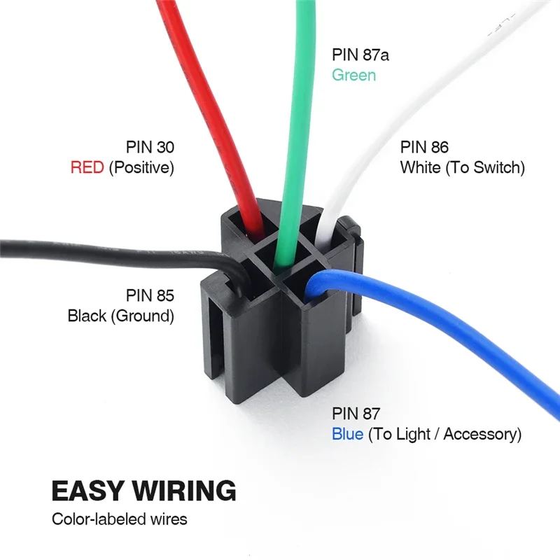 MICTUNING Pack Of 6 5-Pin Fuse Relay Electric Automotive Relay With 14AWG Wires Car Relays On/Off Switch Control Wiring Harness