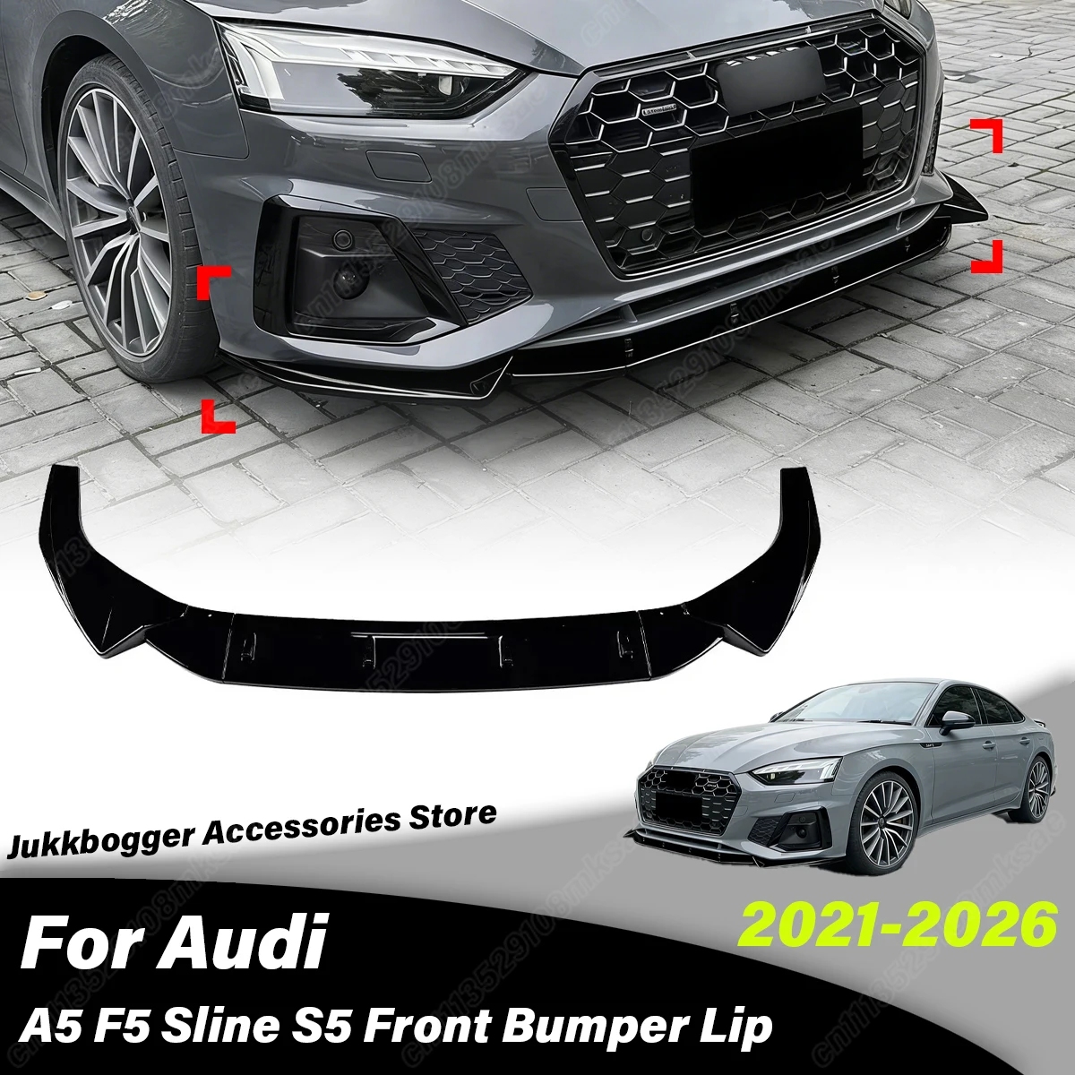 

Для Audi A5 S5 F5 S-Line 2021-2026: Декоративный сплиттер-спойлер для переднего бампера автомобиля